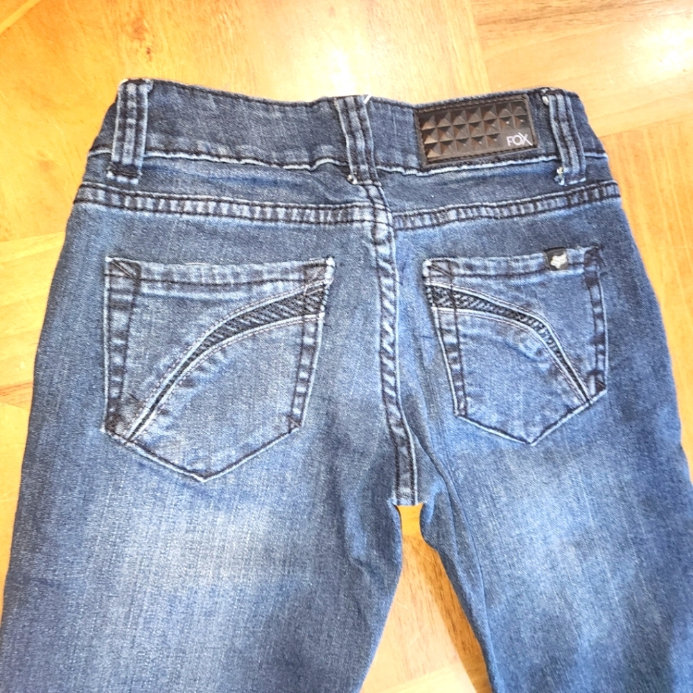 Fox Racing Hesher Skinny Jeans Sz 0  (24x32) Low Rise Embroidered Logo